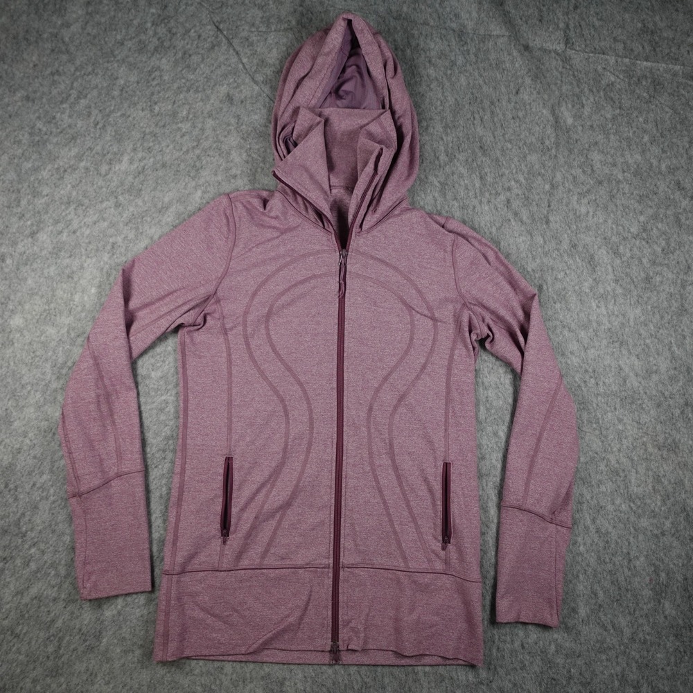 Lululemon Jacket Women 10 Purple Heathered Stride Hoodie Full Zip Activewear